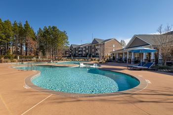 Resort-style saltwater swimming pool with tanning deck